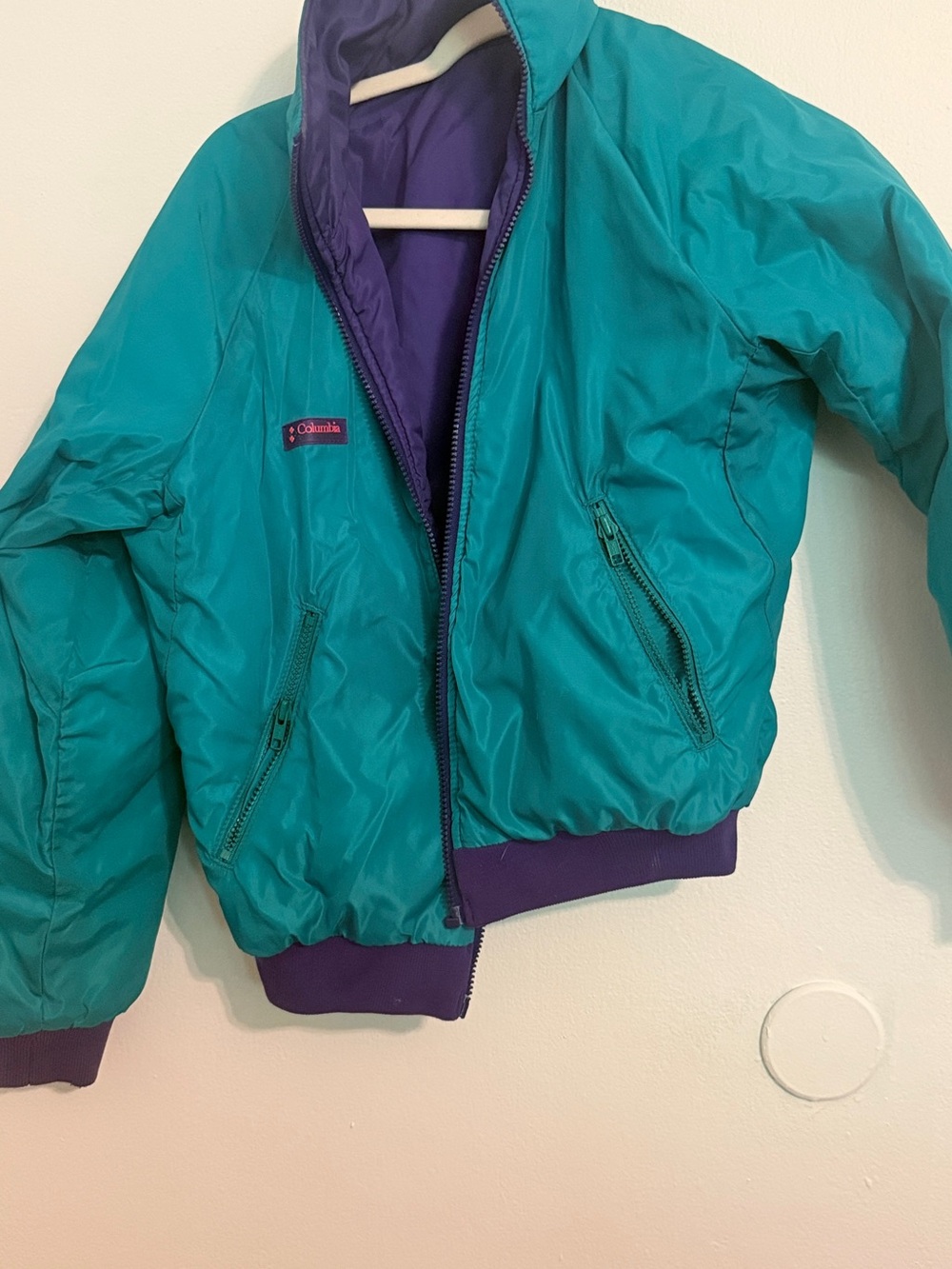 Columbia Teal Jacket with Purple Trim
